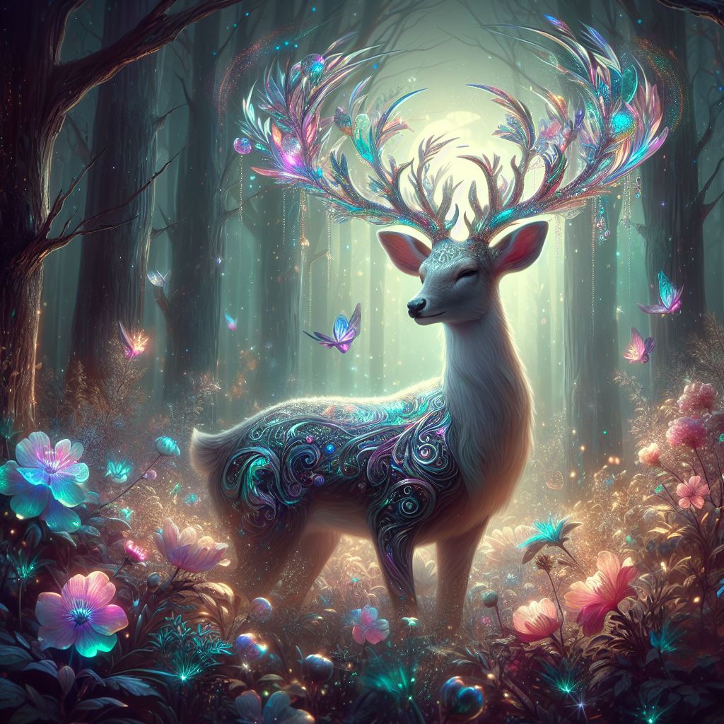Bosque mágico Ciervo en un bosque mágico. para cuento Corto de Ezequiel Colmenero